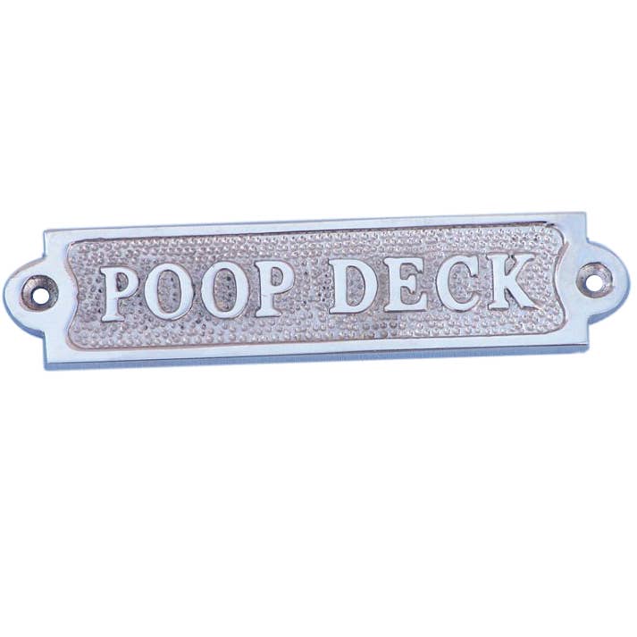 Hampton Nautical - Wholesale Sign - Chrome Poop Deck Sign 6"