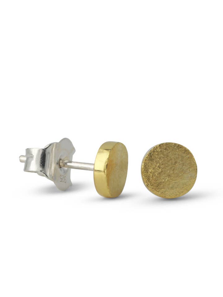 Silver stud earrings "varioval", 18ct gold-plated for wholesale by Campur GmbH