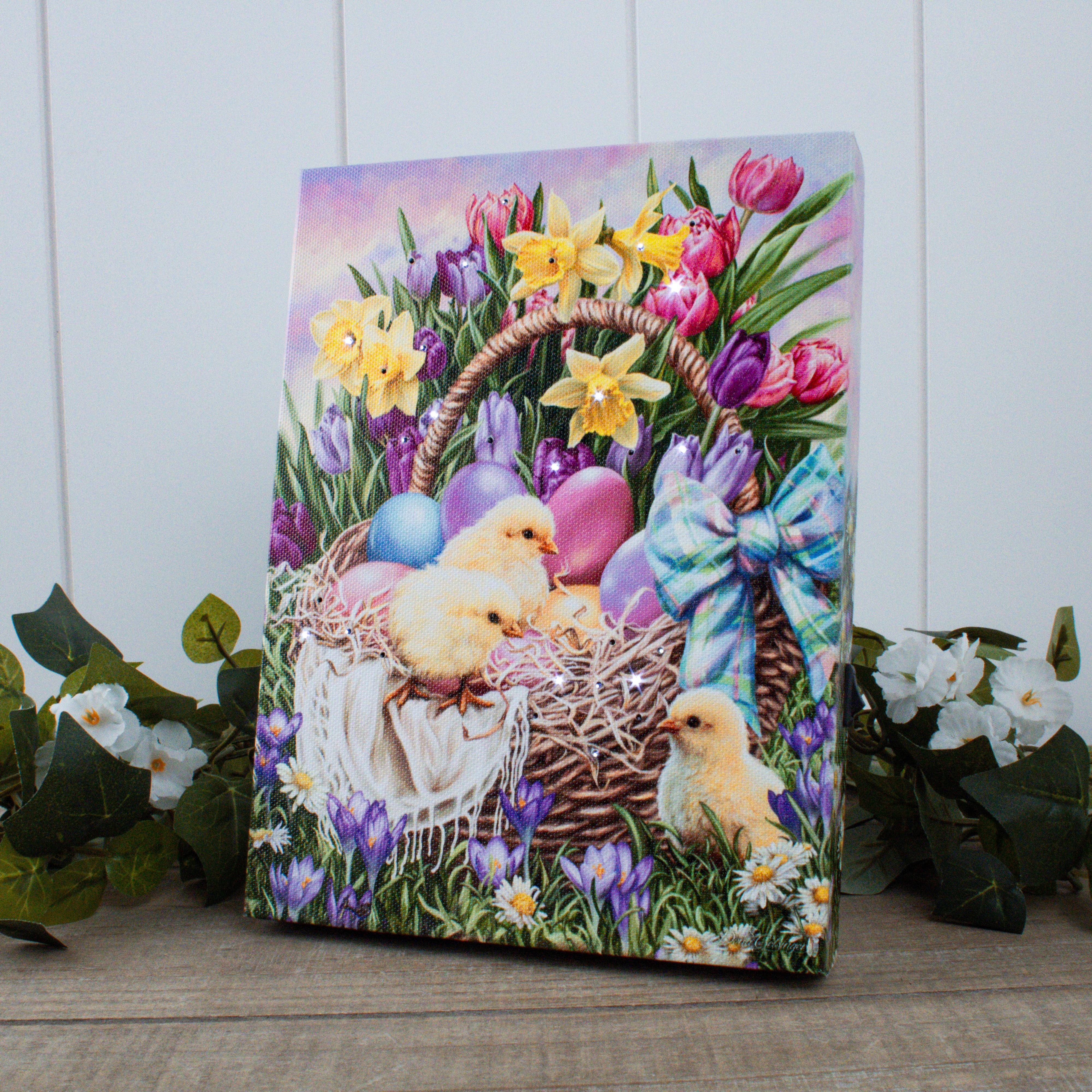 Glow Decor - Wholesale Decorative Tabletop Object - Easter Basket 8x6 Lighted Tabletop Canvas0