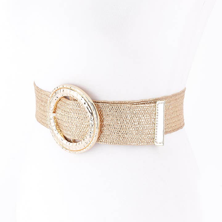 GD Hammered Metal Buckle Metallic Stretch Plus Size Belt for wholesale on Faire