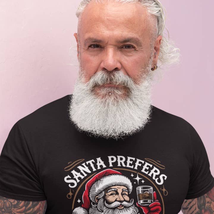 Santa Prefers Bourbon Tee for wholesale by Mistakes on The Lake