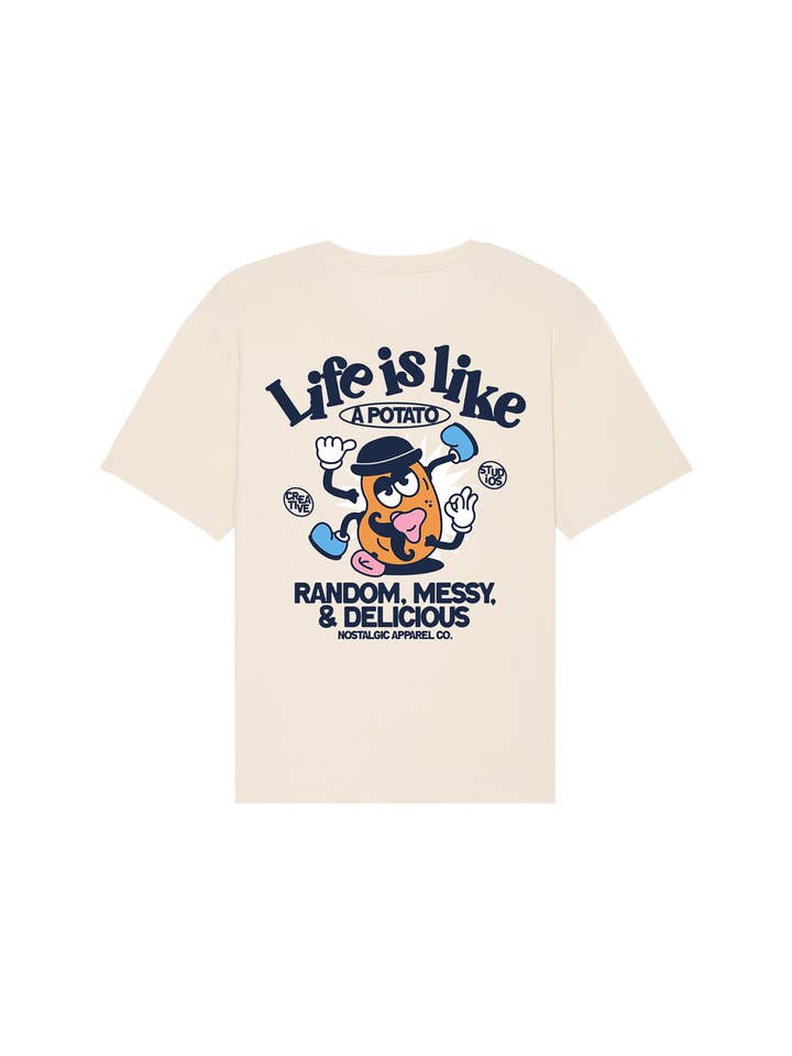Nostalgic Apparel - Wholesale Screen Printed T-Shirt - Unisex - Life is like a potato | Natural Tee