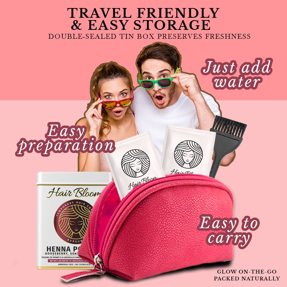 PRIDE INDIA BRANDS - Wholesale Hair Dye - Hair Bloom Natural Burgundy Hair Color 12 sachets (10gm)5