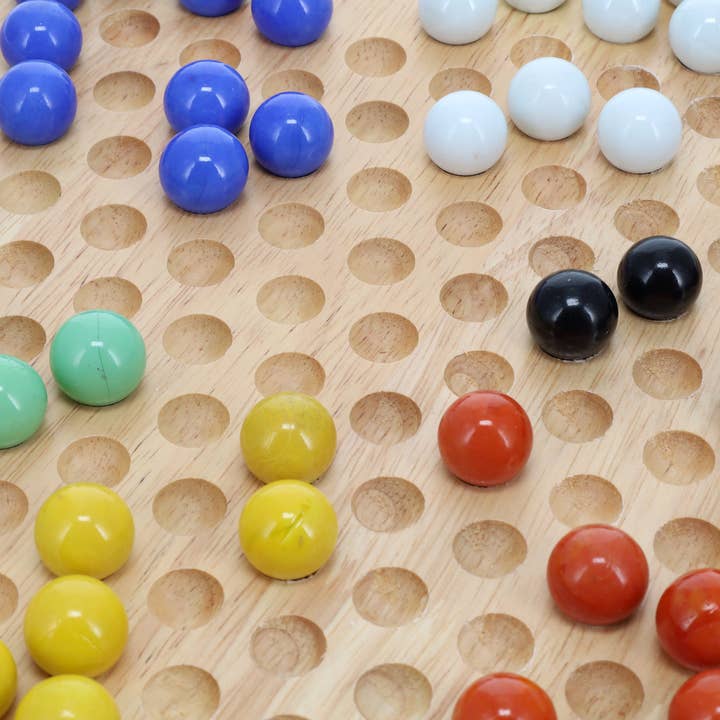 Wood Expressions - Wholesale Board Game - Wood Chinese Checkers Set with Glass Marbles - 11.5 Inch