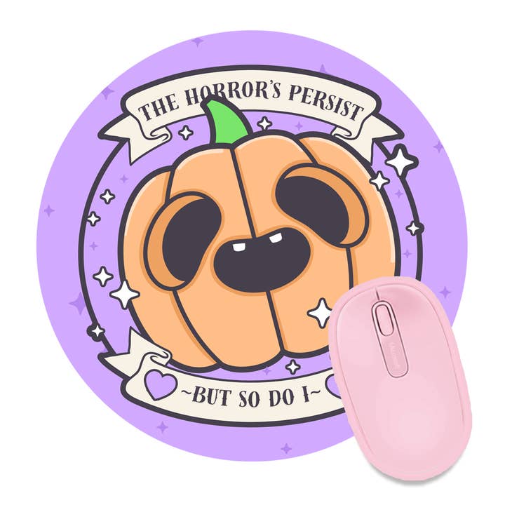 The Horrors Persist But So Do I Pumpkin Purple Mousepad for wholesale by Lil Charmery