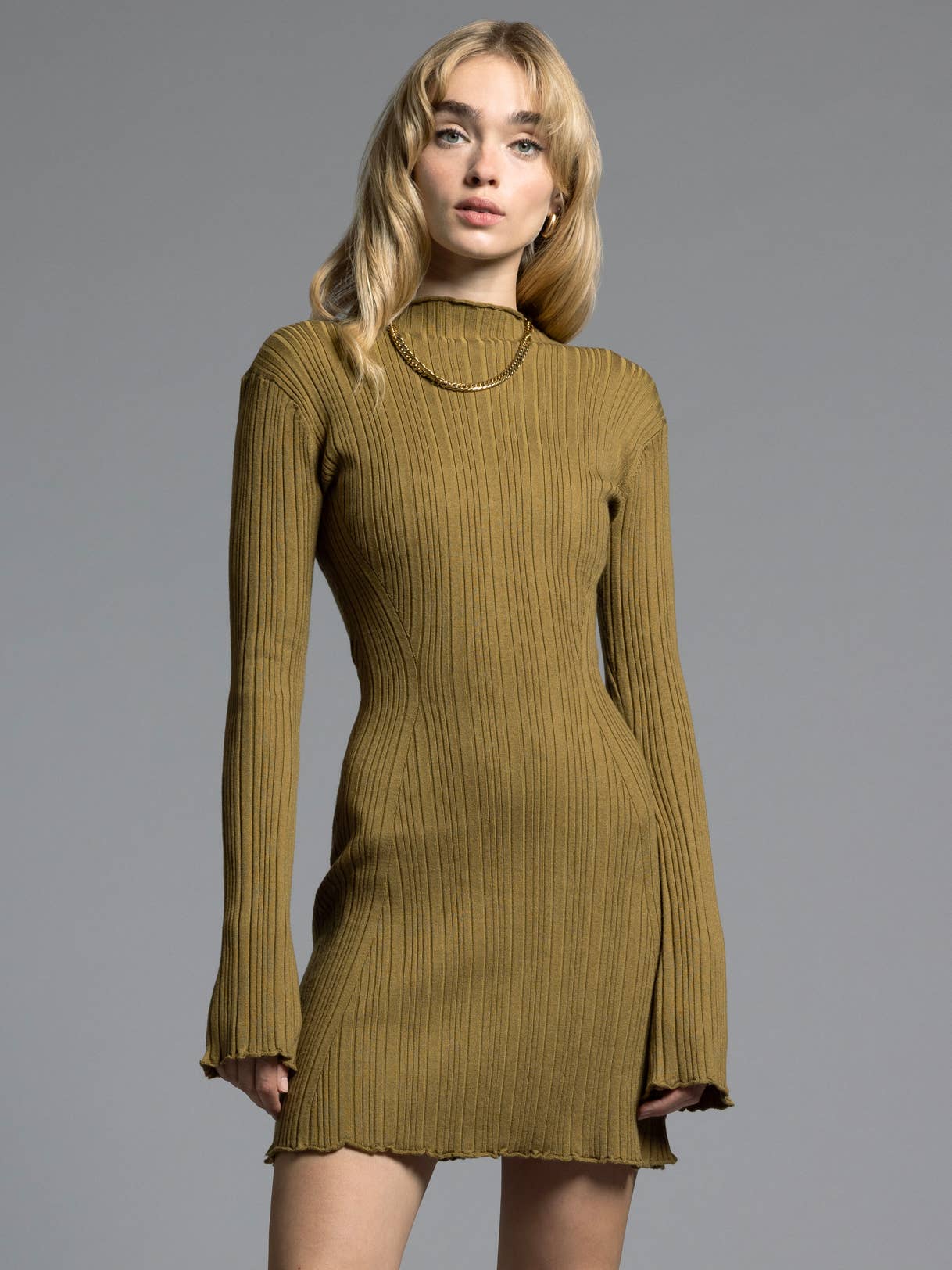 Weekend Los Angeles - Wholesale Dress - Women's - Mock Neck Ribbed Dress - MIRREN DRESS0