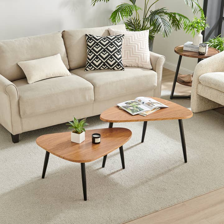 Danya B - Vente Tables basses - Ensemble de 2 tables basses semi-emboîtables ovales en forme de goutte d'Aurora12