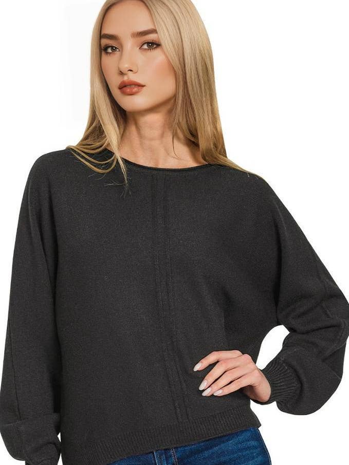 42POPS - Wholesale Knit Sweater - Women's - ...0825 Viscose Front Seam Round Neck Sweater SI-281482