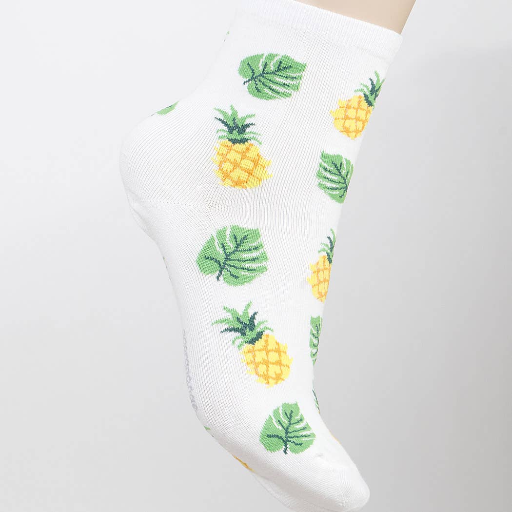 White Pineapple Leaf Socks for wholesale on Faire1
