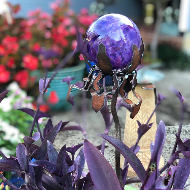 Glass Ball Stake - Garden Stake ONLY for wholesale by Winfield Designs ~ Metal Art