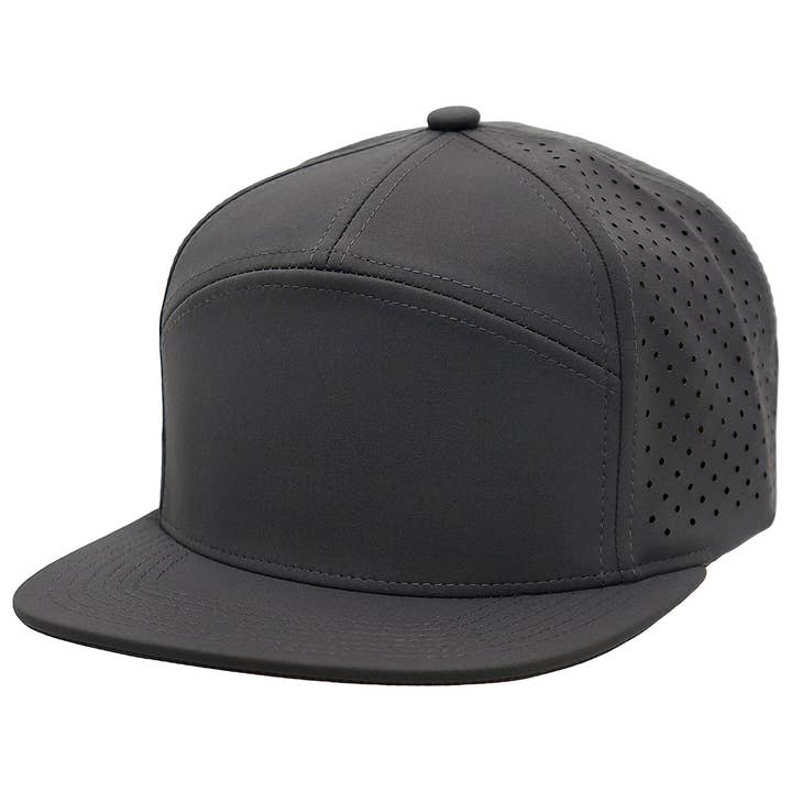 Cap Zone - Wholesale Flat Brim Cap - Unisex - 7 Panel Flat Bill Perforated Snapback2