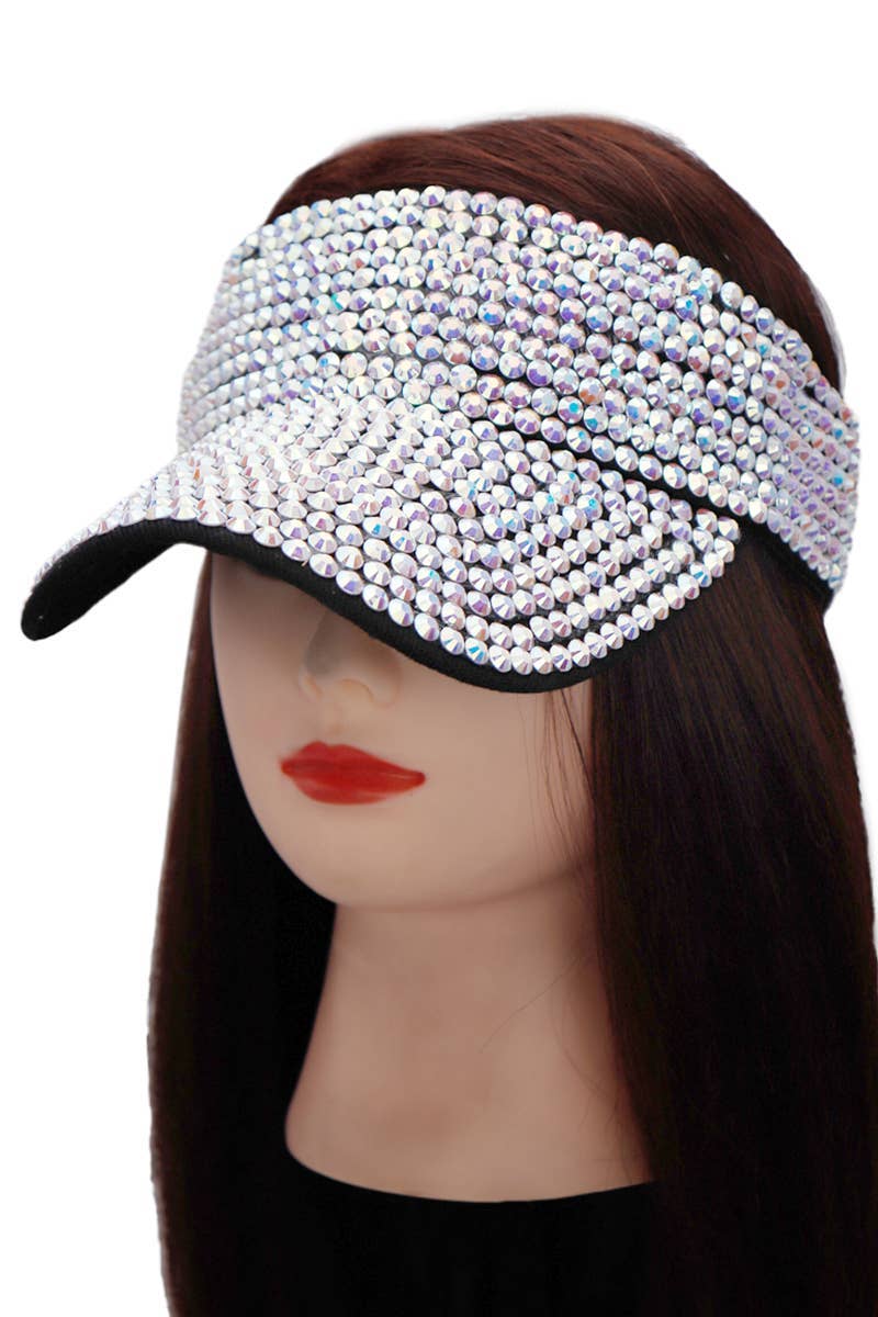 Cap Zone - Wholesale Visor - Women's - Full Bling Rhinestone Acrylic Velcro Visor1