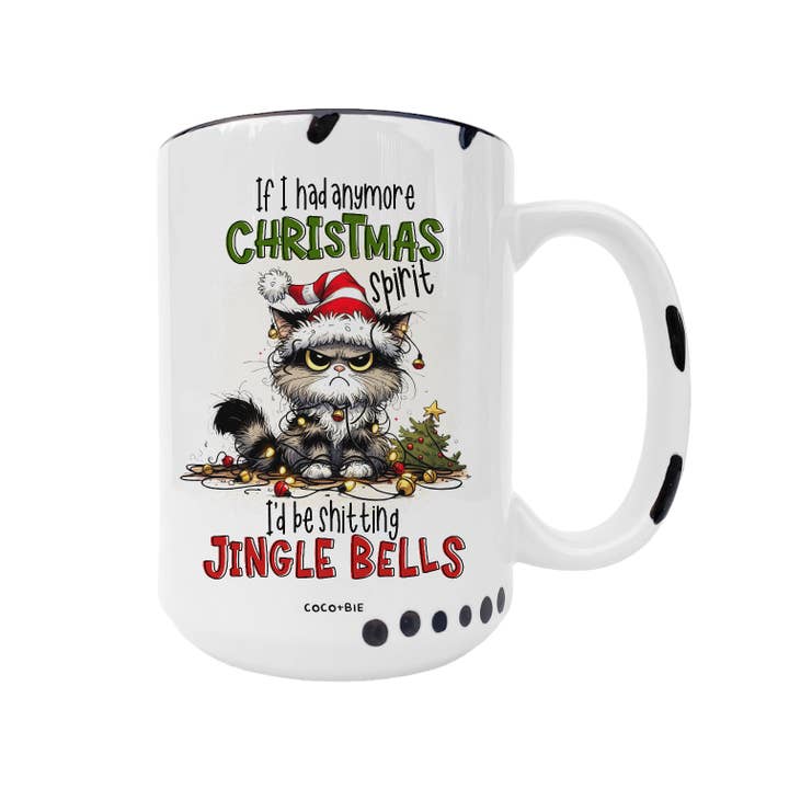 Shitting Jingle Bells | Christmas Spirit, Tree, Cat Mug for wholesale by coco+bie designs
