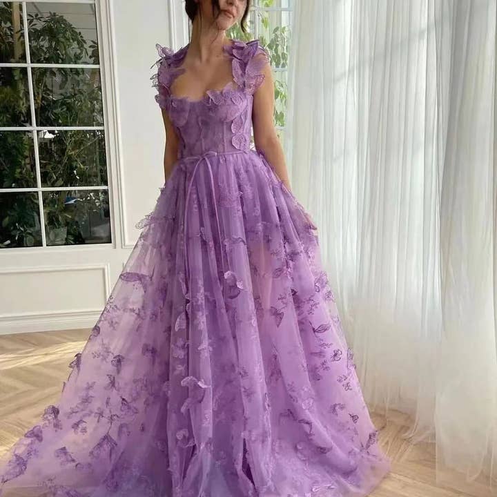 Svelte Seduction - Wholesale Gown – Women's - Women Wedding Dress Tulle Spaghetti Straps Sleeveless High Slit Bridal Party Beach Dress5