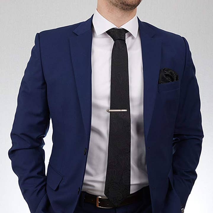 Massi Morino - Vente Cravate – homme - Coffret complet Massi Morino® avec cravate, pochette, boutons de manchette et pince à cravate18