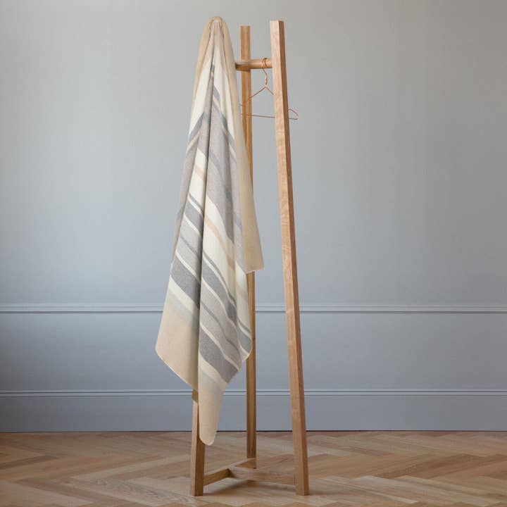 ECUALAMA - Wholesale Throw Blanket - Yankuam - Baby Alpaca Wool Throw Blanket / Sofa Cover - Queen 96" x 72" - earth sand stripes pattern