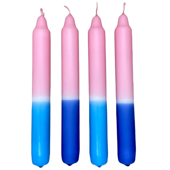 Dipdye stick candles 19 cm blue/pink set of 4 for wholesale by DIPDIP candles