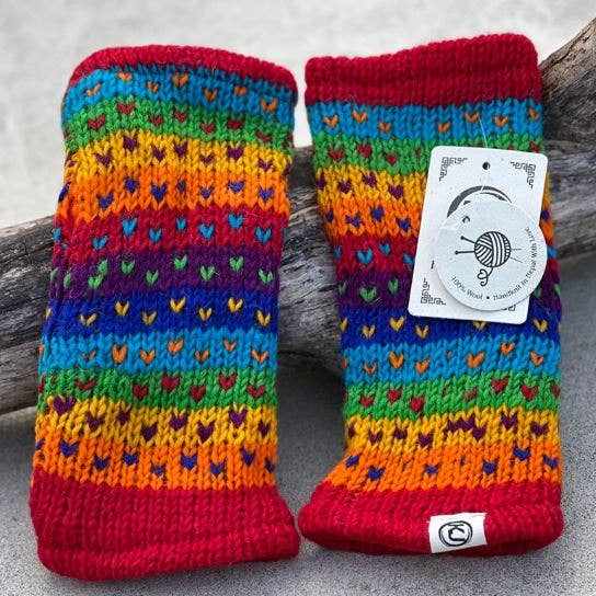 Lungta Imports - Wholesale Gloves - Women's - Woolen Hand Knit Fingerless Fleece Lined Gloves, Hand Warmer