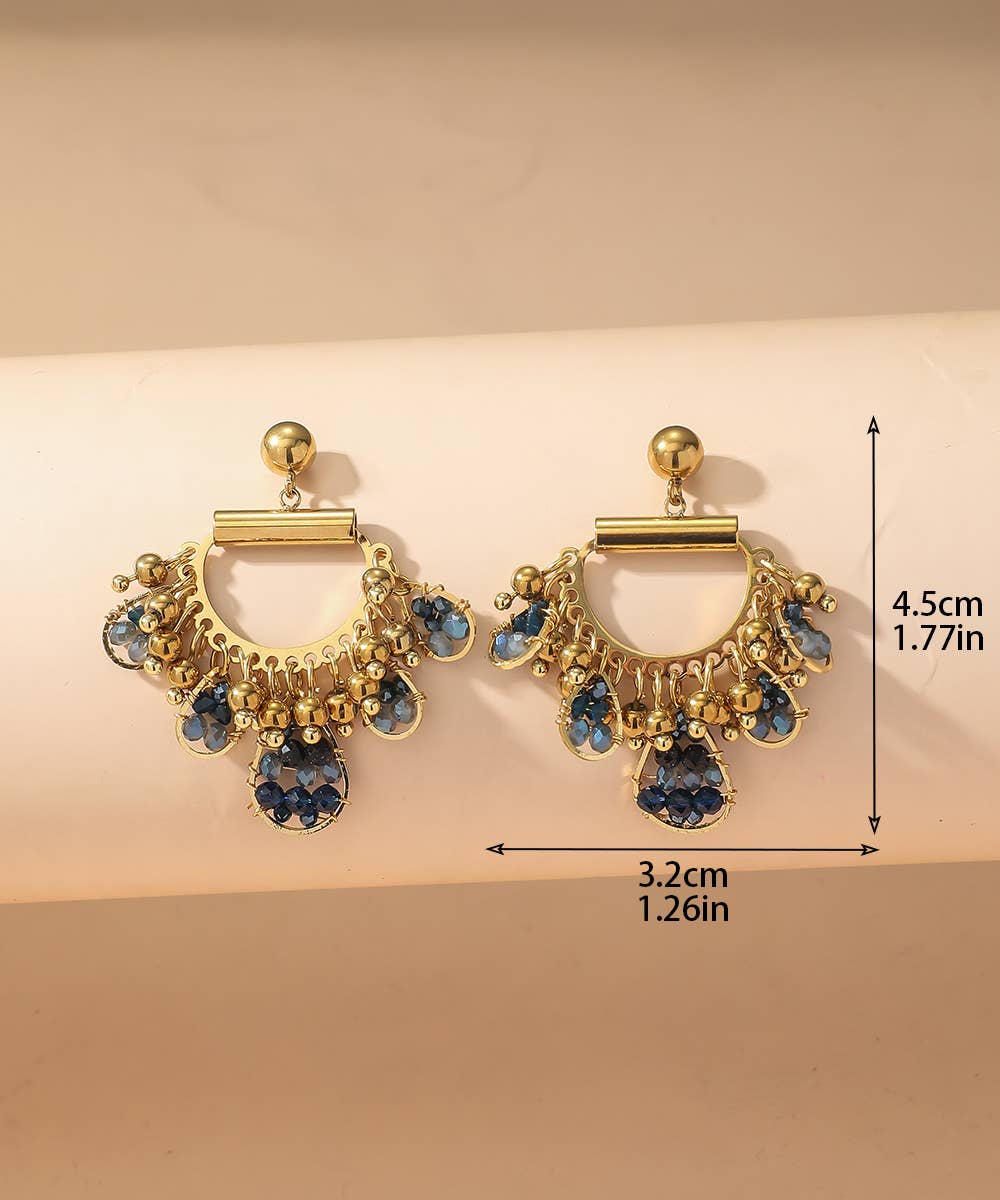 Blossom bijoux - Wholesale Dangle Earrings - BO Nail Stainless Steel Crystal Beads 25BOA0013