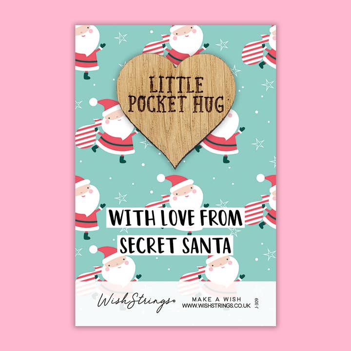SECRET SANTA - Oak Pocket Hug Token (J309) for wholesale by WishStrings