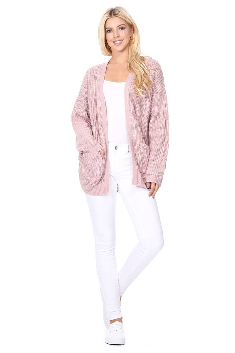 Mak – wholesale Cardigan – Women’s – Women's Waffle Knit Open Front Sweater Cardigan HK824621