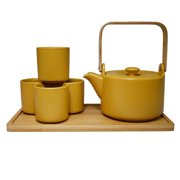 TEA SET – MUSTARD YELLOW MATTE FINISH for wholesale by Fuji Merchandise Corporation
