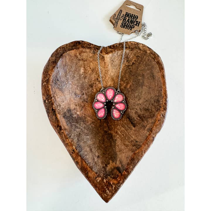 Boho Ranch Shop - Wholesale Pendant/Charm Necklace - Western Opal Squash Blossom Pendant Necklace 3