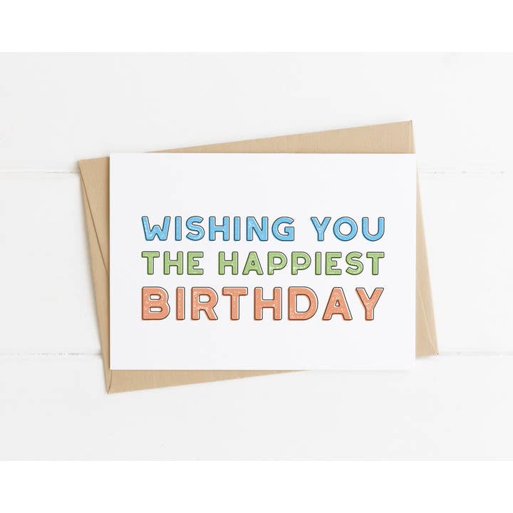 Wishing You The Happiest Birthday Card for wholesale by Sarah Burns Prints