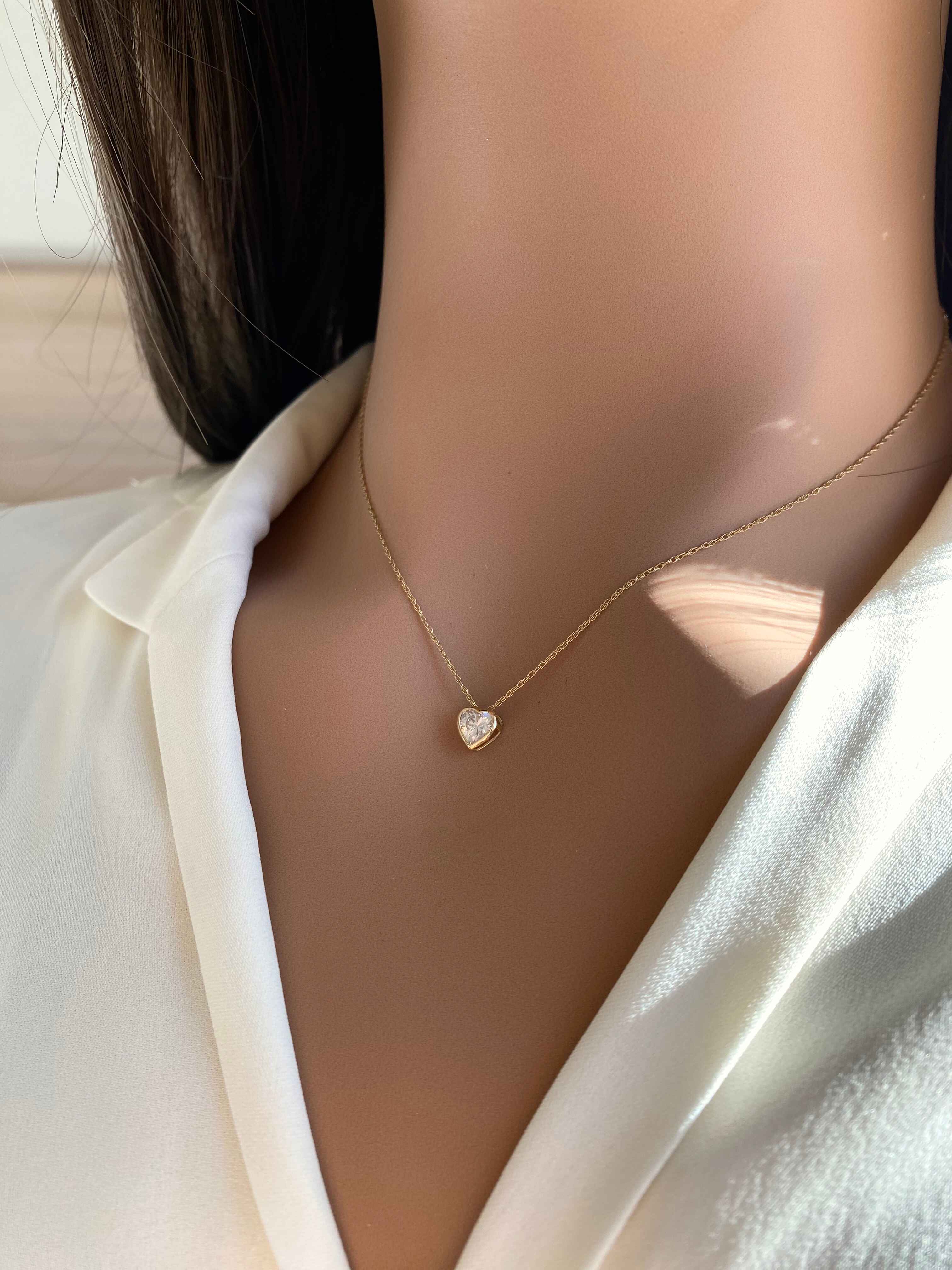 Kimiya Designs - Vendita all'ingrosso Collana con ciondolo/pendaglio - Mini collana con castone a cuore in oro 14k4