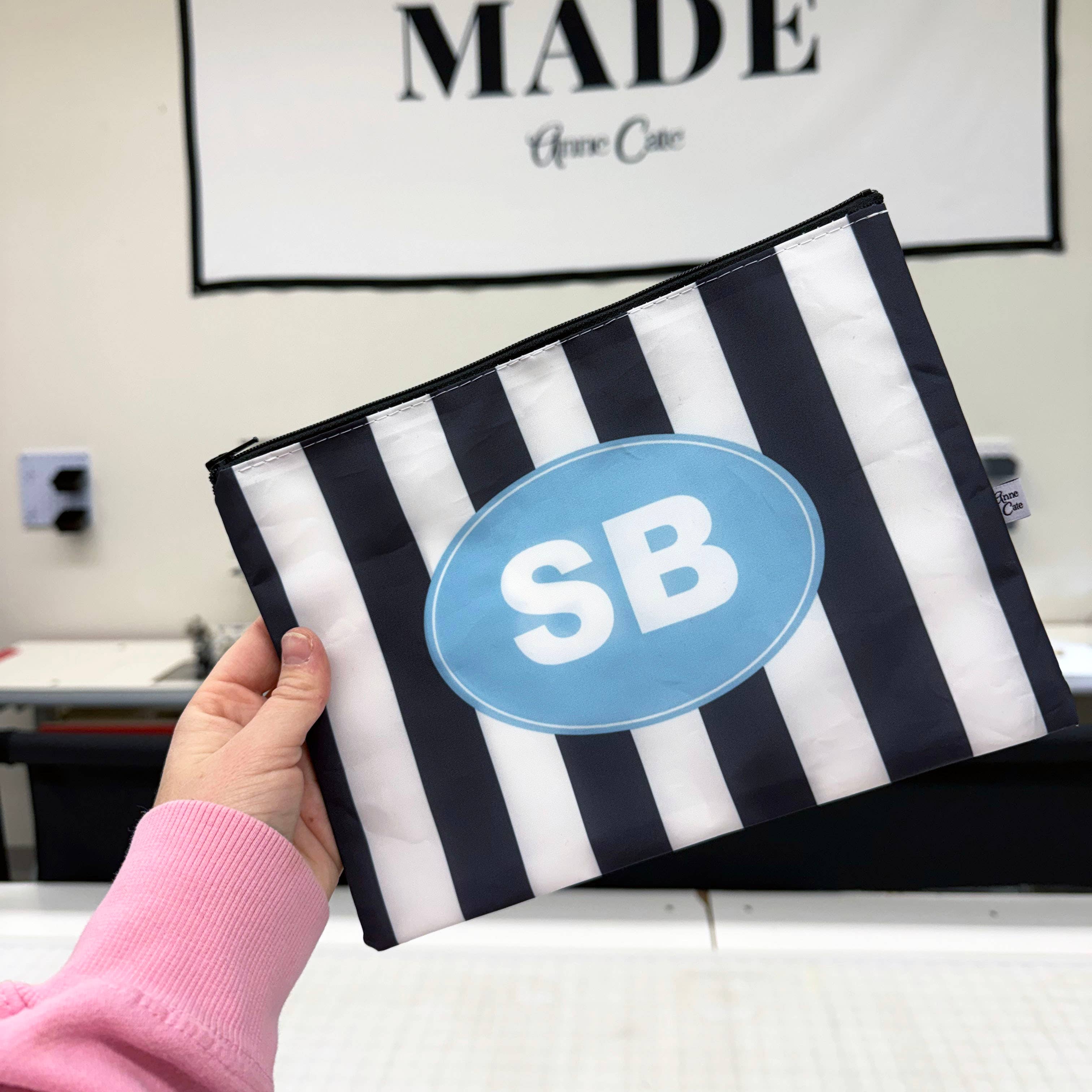 Anne Cate - Wholesale Beach Bag - Beach Stripe Sailcloth Pouch Sunscreen Bag - Add your Beach6