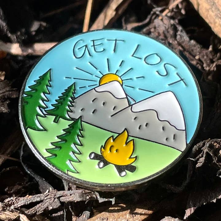 Get Lost Adventure Enamel Pin Badge | With Kraft Card for wholesale by EllieBeanPrints