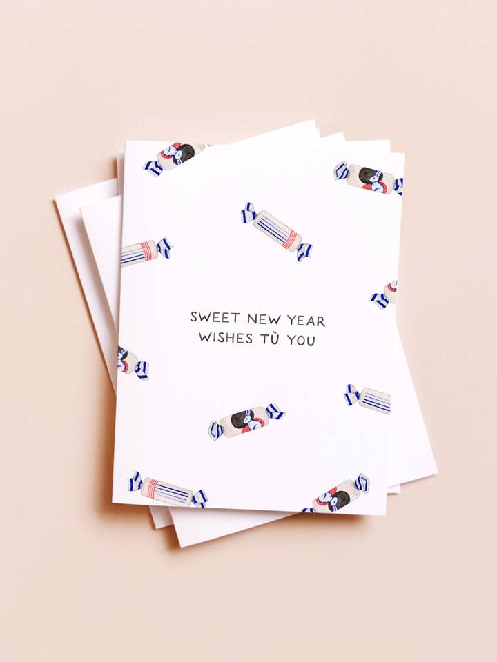Sweet White Rabbit — Candy Pun Chinese Lunar New Year Card for wholesale by Amy Zhang