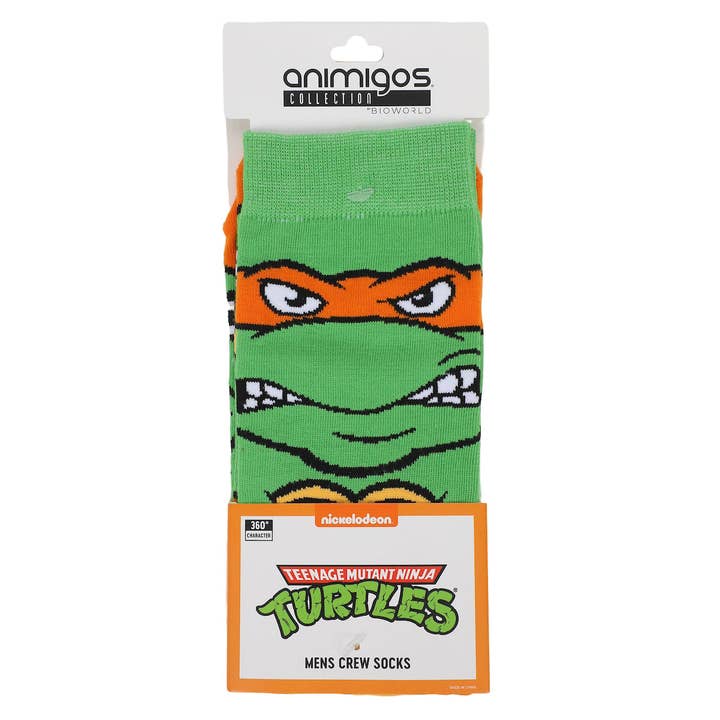 Bioworld Merchandising - Wholesale Socks - Men's - Teenage Mutant Ninja Turtles Michelangelo Animigos Men's Crew Socks4