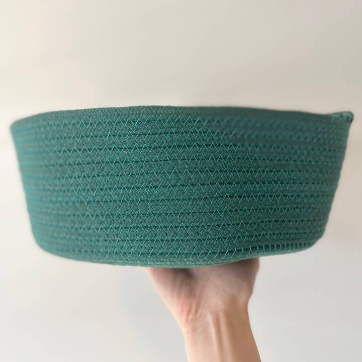 Monli Handcrafted Pet Toys - Wholesale Basket - Recycled Cotton Rope Storage Basket: White, Yellow, Green