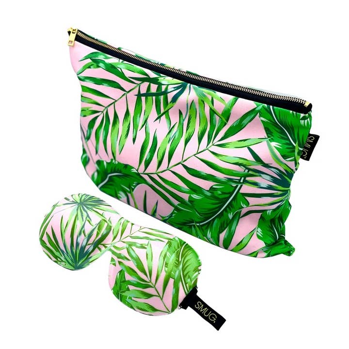 Konturierte Schlafmaske & Zubehör Taschenset - Palm Print für den Großhandel von Smug