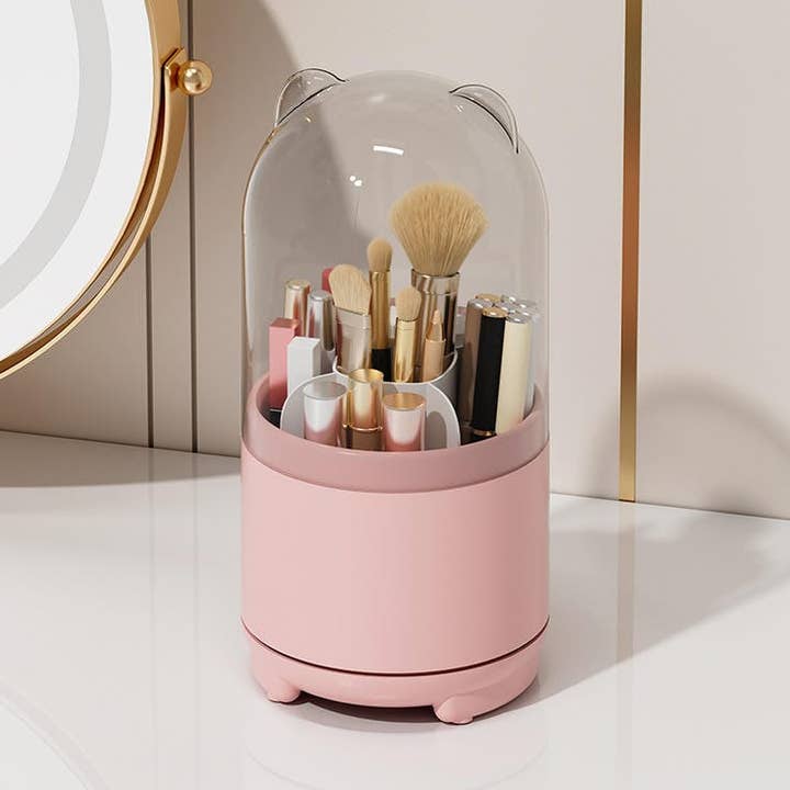 Cilindro de armazenamento escova maquilhagem, organizador com tampa, giratório por atacado de VIGOR