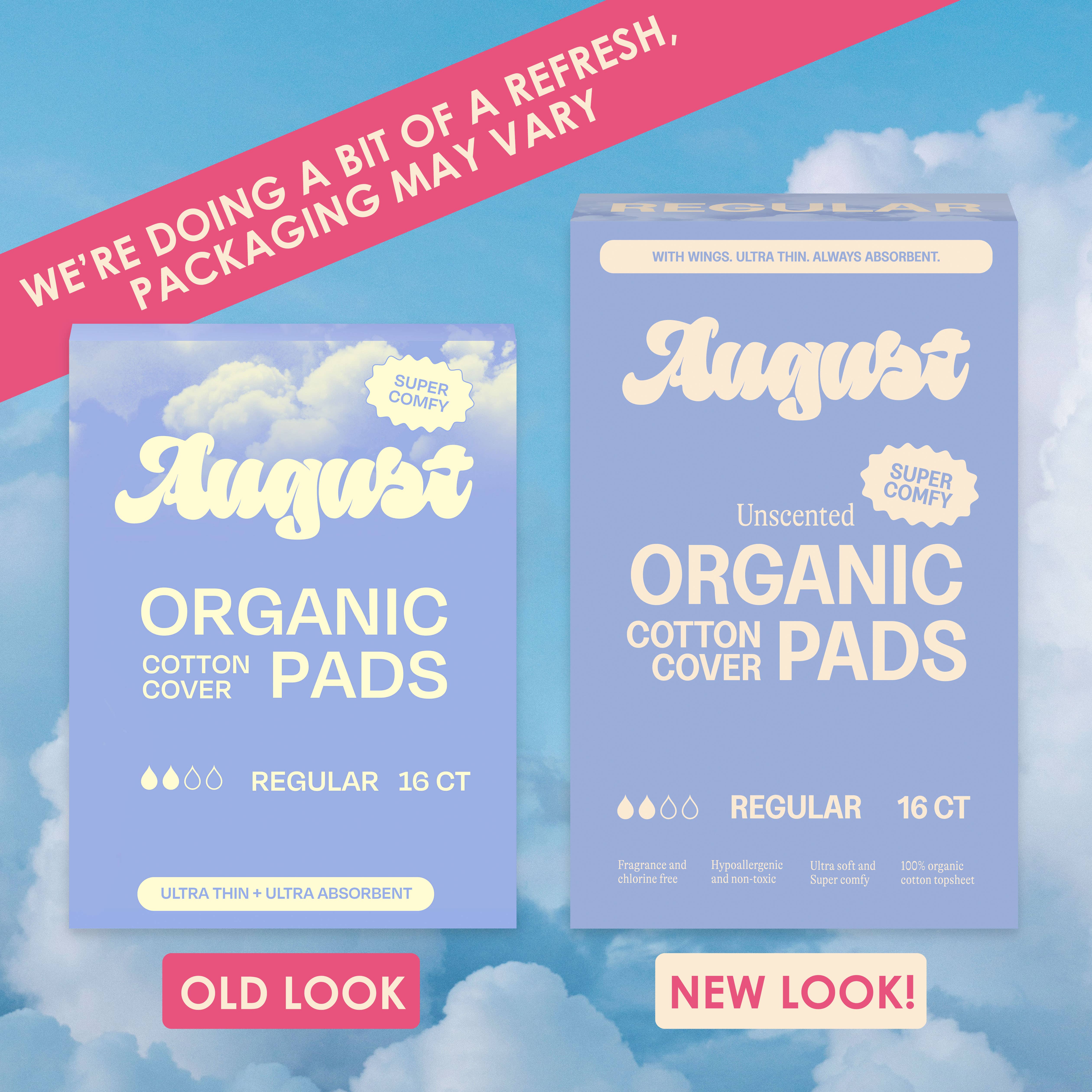 August - Wholesale Period Underwear - Women's - 16ct Sustainable Regular Pads w/ Wings1