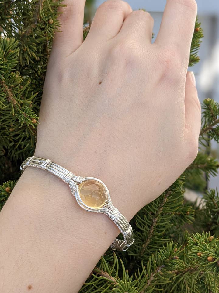 Pulsera rígida de plata con citrino natural para venta al por mayor de Le Tourbillon Minéral