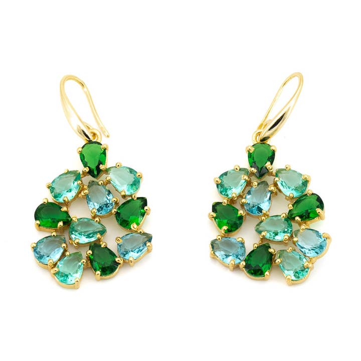 Cluster earrings with crystal triangles for wholesale by KLK