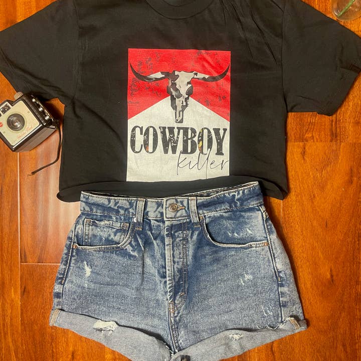 Cowboy Killer Crop Top for wholesale by LA PRINT AND STITCH