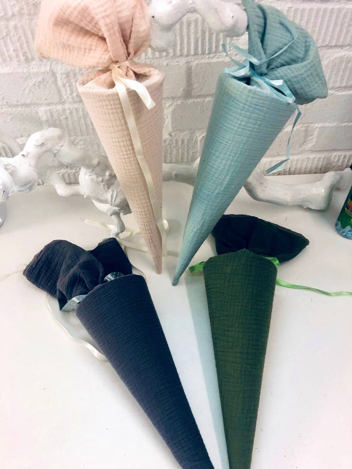 Küstenfieber® - Vente Coffrets cadeaux - Petit cône d'école en mousseline sur mesure, 35 cm, plusieurs couleurs6