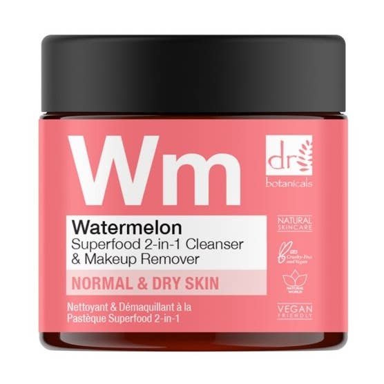 Watermelon Superfood 2-In-1 Cleanser & Makeup Remover 60ml for wholesale by Dr. Botancials | Anti-Ageing Vegan Skincare