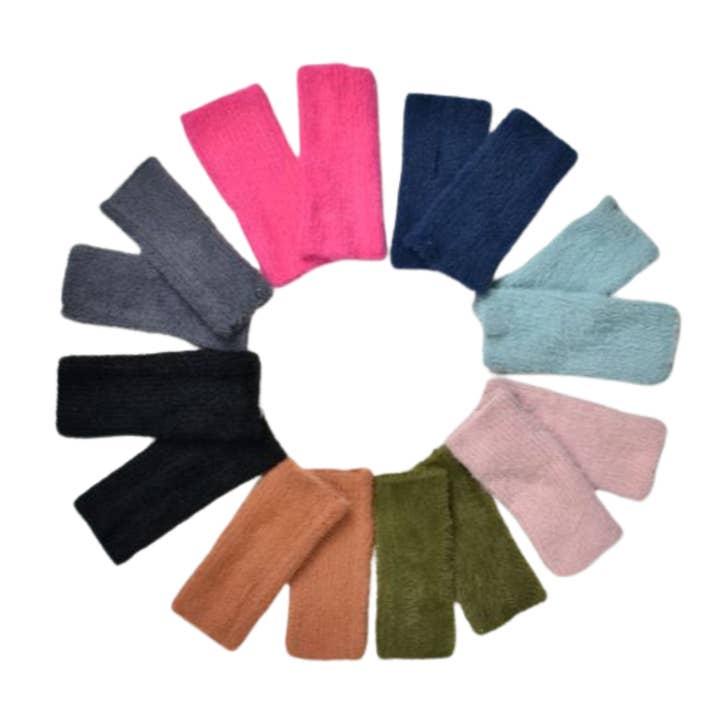 Taylor Hill Scarves & Co - Wholesale Gloves - Women's - THSG1116: Powder Pink: Fluffy Fingerless Gloves