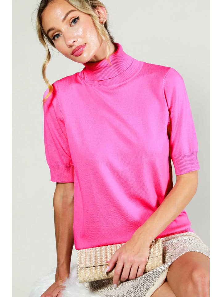 Vine & Love - Wholesale Knit Sweater - Women's - Elbow Sleeve Turtleneck Knitted Sweater Top VT81579-