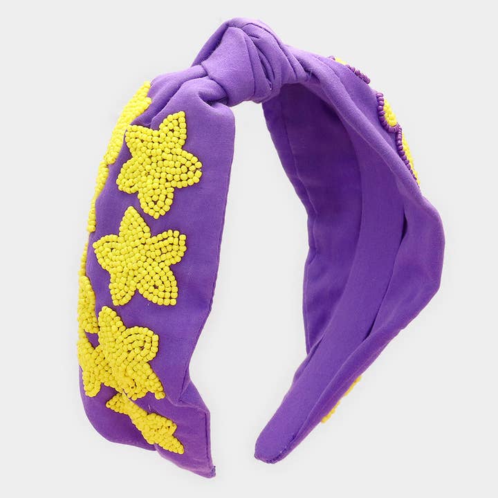 Sensibling Corp. - Vendita all'ingrosso Fascia per capelli - Donna - Fascia per capelli Game Day Seed Beaded ACE Message Star Knot Burnout7