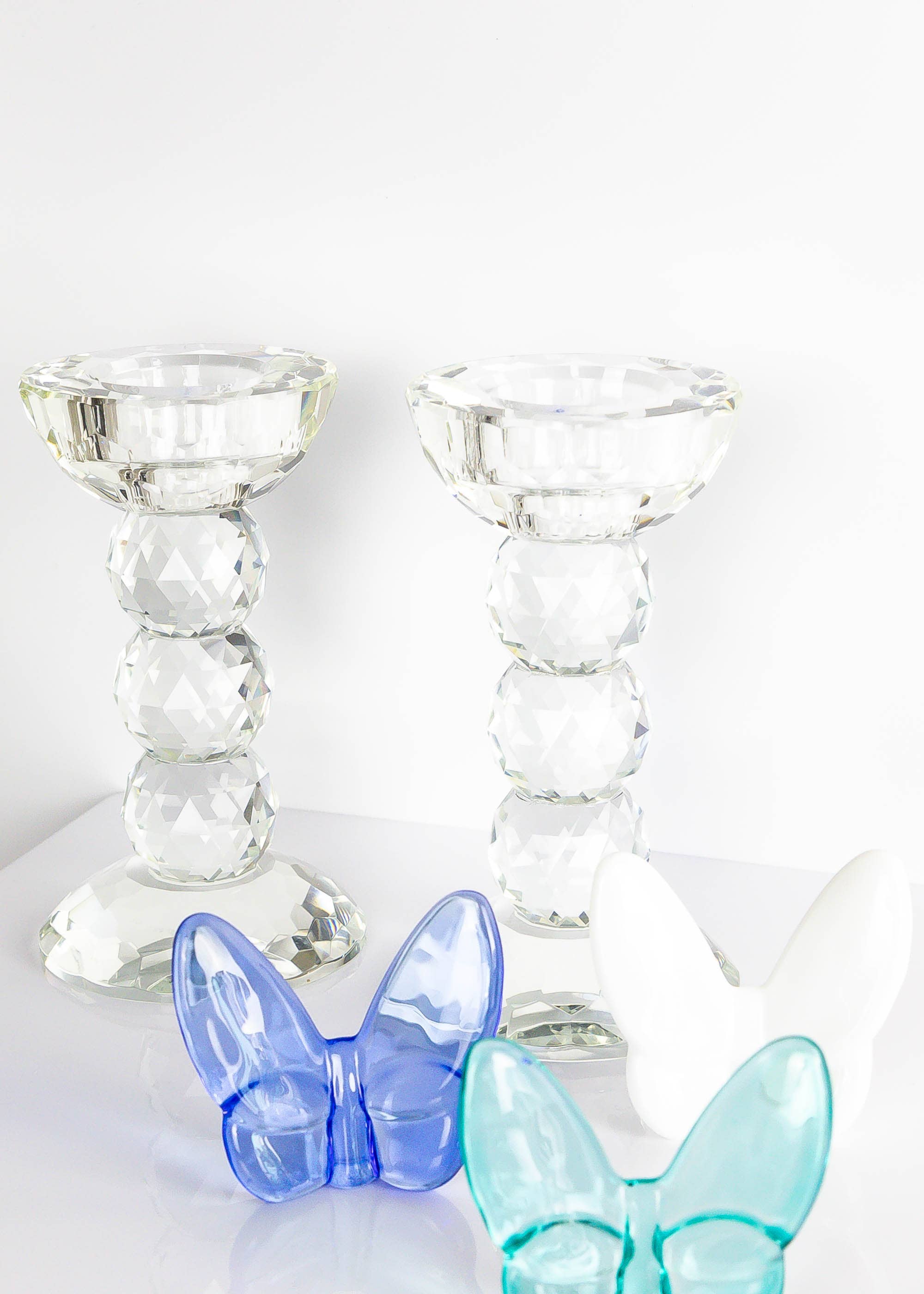 Lainy Home - Wholesale Candle Holder - Pair of 6" Crystal Ball Candlesticks2