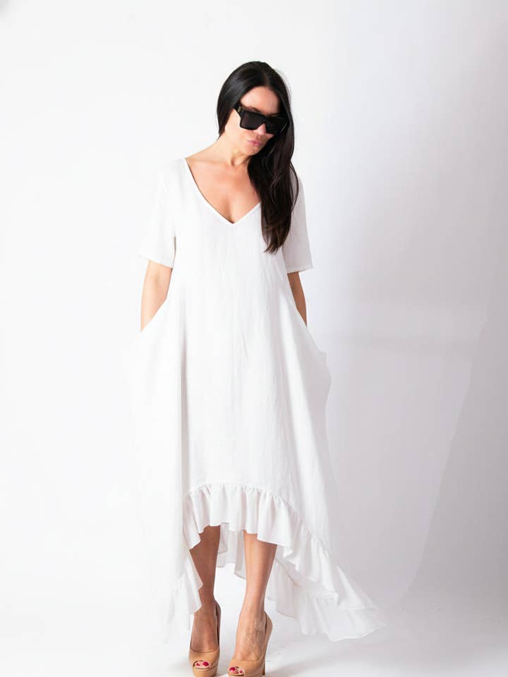 Robe en lin blanc Casablanca pour la vente par EUG fashion