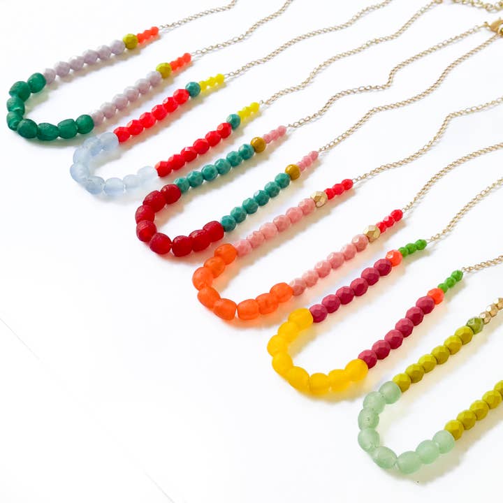 Nest Pretty Things - Wholesale Beaded/Pearl Necklace - Multicolor Recycled African Glass And Mixed Bead Necklace