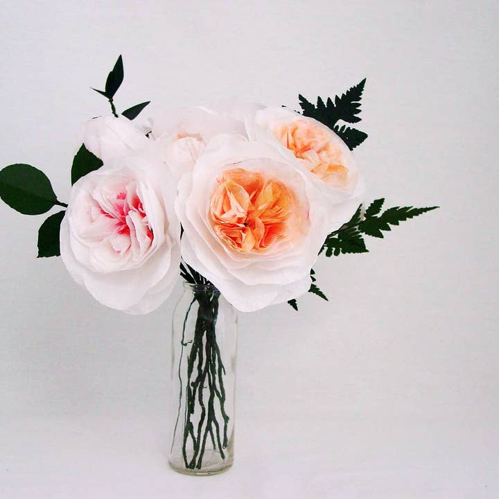 Beautiful Things By Bec - Wholesale Artificial Flowers - Paper David Austin Roses set of 10 Stems