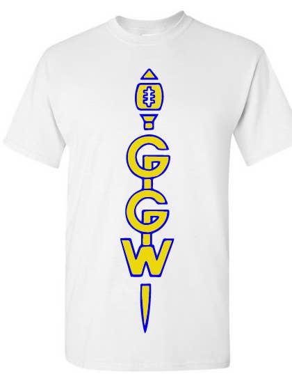 Vertikalt Spjut (Kontur) - Blå&Gul På Vit för wholesale av Gods of Gridiron War